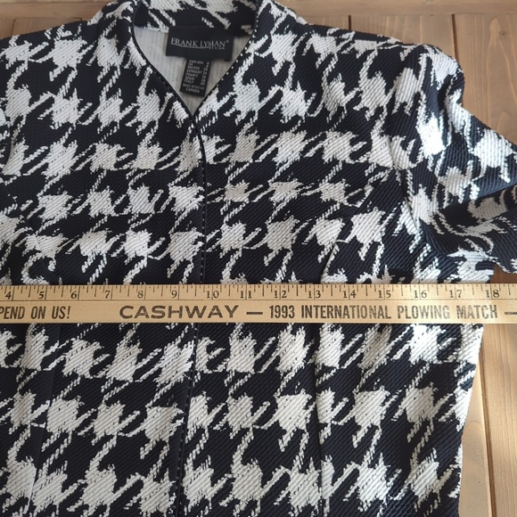 Frank Lyman Black White Houndstooth Open Front Sweater Blazer - Picture 8 of 13